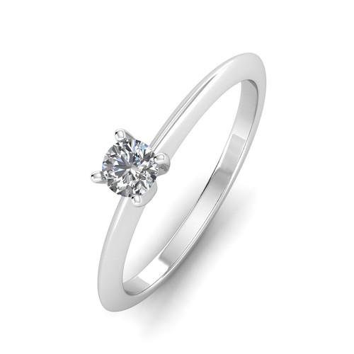 G/SI 1/5ct Diamond Solitaire Engagement Ring in Sterling Silver - Picture 3 of 4