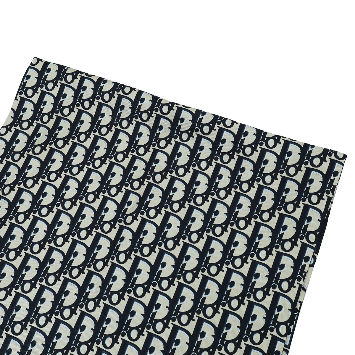 Christian Dior シルクバンダナ ネイビー・ベージュ CHRISTIAN DIOR Navy Blue Oblique Scarf Stole Top in Silk