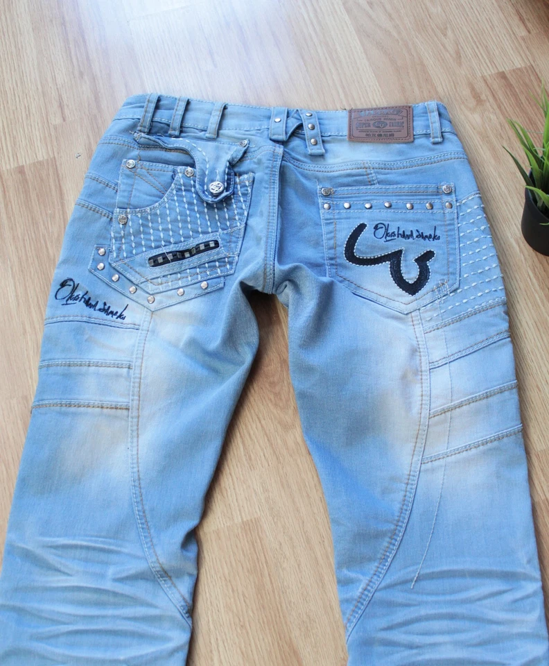 Pantalones de mezclilla azules talla 30 JapRag de Okishana Samoki Japón raros Foto 4 de 4