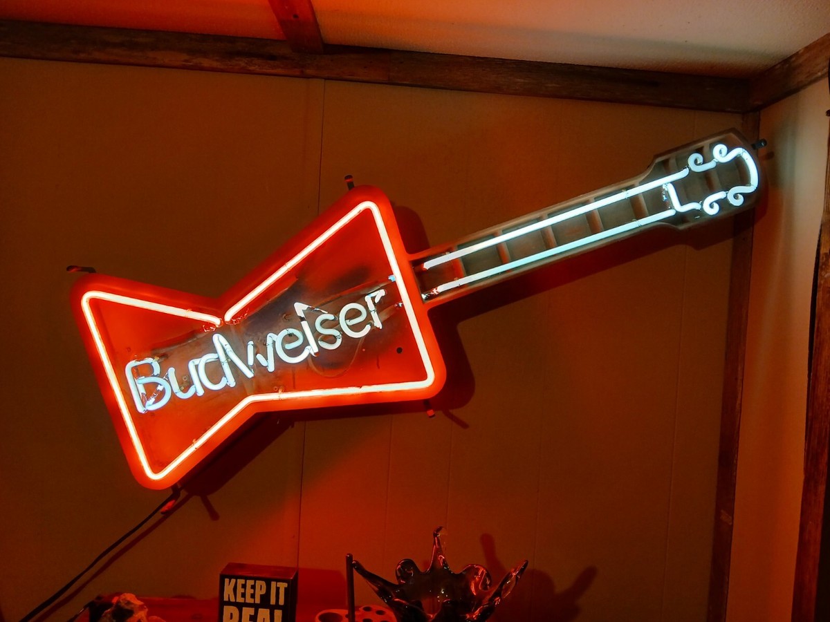 Budweiser guitar neon sign. | eBay Budweiser guitar neon sign. | eBay
