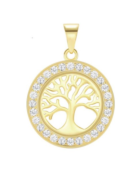 Alternate view of 925 Sterling Silver Tree Life Necklace Pendant 14k Gold Plated Made Italy