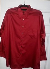 Men  s Arrow Dress Shirt 17-17 1/2 , 32/33 X-Large Red Button Up Long Sleeve