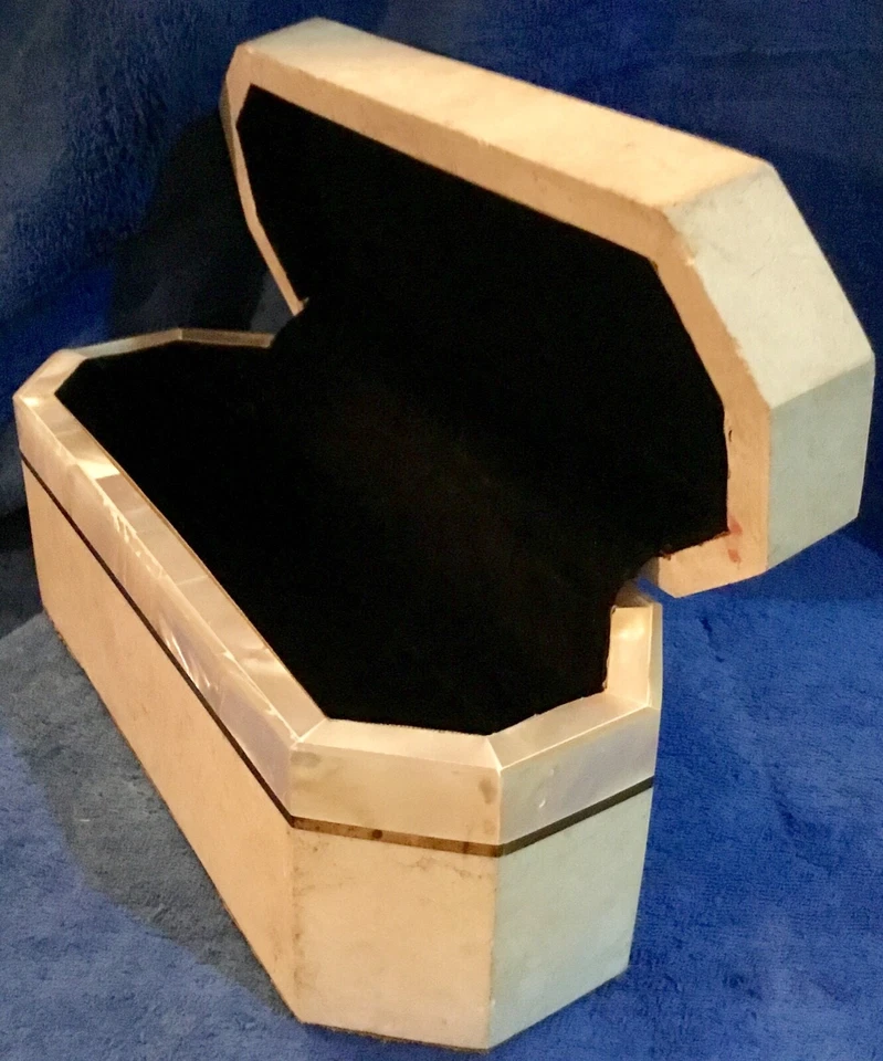 Renoir Spectacular Ornate Marble, Mother-of-Pearl Stone Jewelry Box Vintage - Image 3 of 4