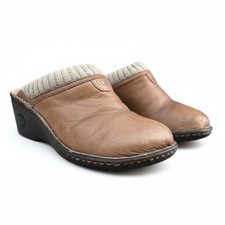 UGG Women's Gael Wedge Slip-on Winter Clogs Brown Leather Shearling Size 7