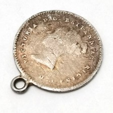 Antique Victorian 1838 Silver Two Pence Lucky Love Token Coin