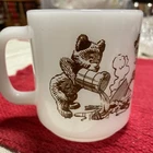 Vintage Smokey The Bear “Help Prevent Forest Fires” Milk Glass Coffee Mug Cup