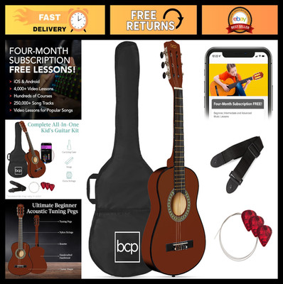 30'' Kids Acoustic Guitar Beginner Starter Kit w/Strap, Case, Extra Strings, Maho
