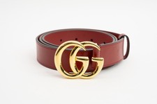 Gucci Double G Buckle Marmont Red Leather Belt 414516 0YA0G Size 90 / 36