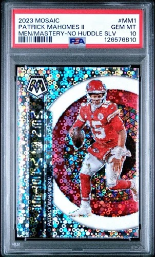 2023 PANINI MOSAIC #MM1 PATRICK MAHOMES II MEN/MASTERY-NO HUDDLE SLV -- PSA 10
