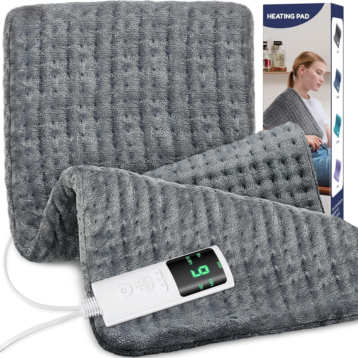 For Back Pain Relief, 33"x17" Electric Heat Pad For Neck