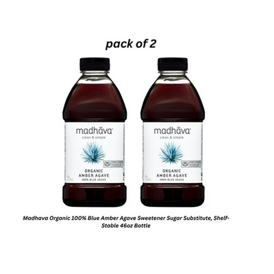 Madhava Organic Amber Agave, 100% Blue Agave Sweetener Sugar Substitute, 46 oz