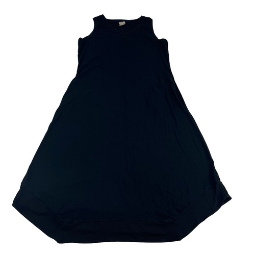 Chico's A-Line Midi Dress Women's 1 (8/10) Black Sleeveless Pockets Stretch