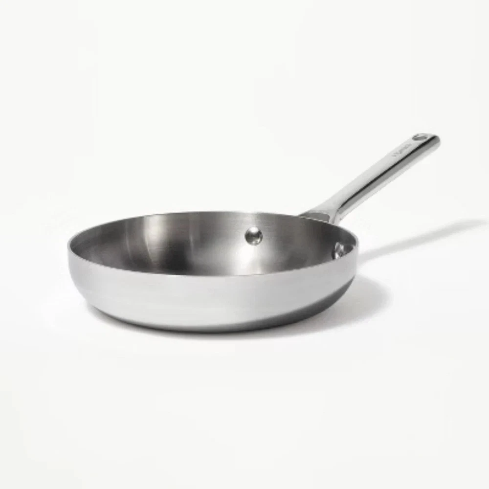 2-PK Figmint 8-Inch Stainless Steel Fry Pan, Silver Nonstick Skillet