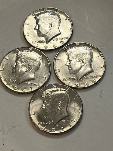 3 - 40% SILVER Kennedy half dollars; 1967, 1968, 1969 Plus Bonus 2023 P MS COIN