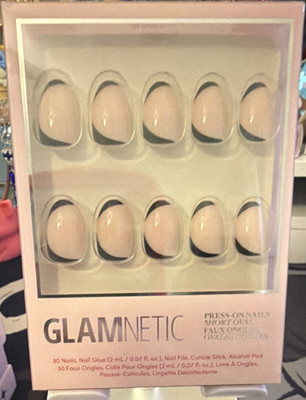 Glamnetic Press-On Nails ''NYC'' Short Oval Pink Black Design Glue Included NIB