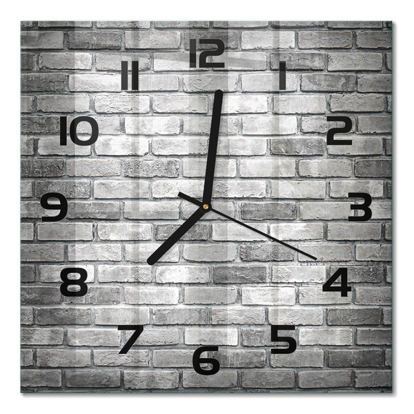 Hochwertige Glasuhr Glas-Wanduhr Aus Glas Backsteinwand Schwarze Zeiger 30X30 Cm-image