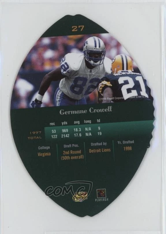 1998 Playoff Contenders Leather Footballs Silver Germane Crowell #27 Rookie RC - Image 2 of 2