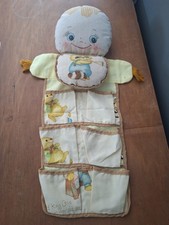vintage Plakie hanging fabric nursery caddy or organizer with yellow and...
