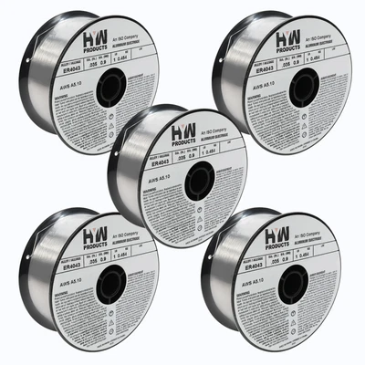 HYW PRODUCTS ER4043 Mig .035" Aluminum Welding Wire (Made in Canada) 1-Pound Roll 5-Pack