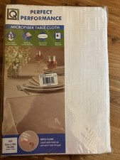NWT Microfiber Tablecloth Oval 52 x 70 White Living Quarters Perfect Performance