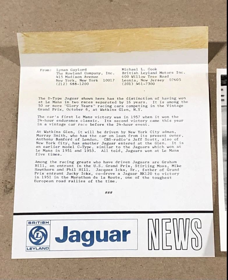 Fotografía de Jaguar tipo D de colección - Foto de prensa de Jaguar News Foto 3 de 3