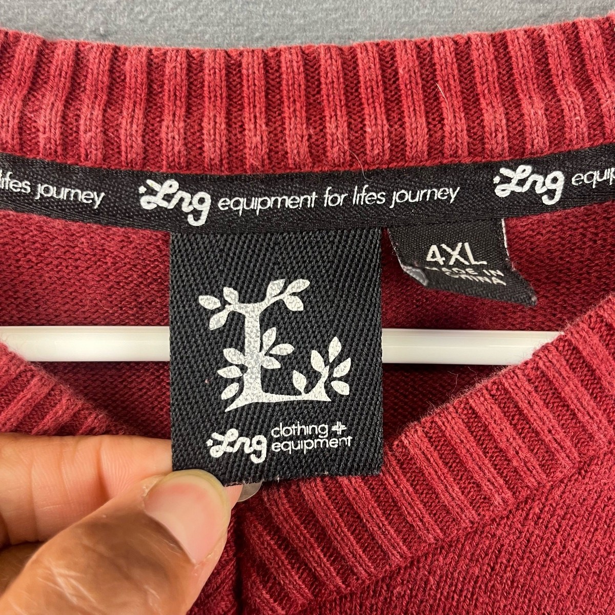 Mens 4XL Vintage LRG Slow & Low Sweater Maroon Embroidered Logo Heritage Giraffe View 4