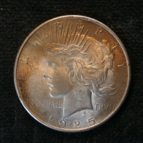 1925 Peace Silver Dollar Bu toning