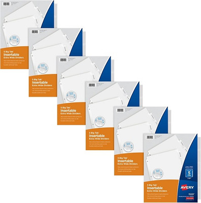 Big Tab(TM) Extra-Wide White Dividers 9.25x11-1/8in 5 Tab Clear 6 Sets/PK - 1EA