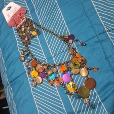 Charming Charlie Multicolor Charm Necklace And Earring Set