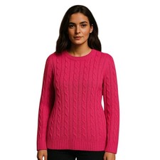 White Stag Vibrant Pink Cable Knit Sweater Cozy Long Sleeve Pullover L Nwot