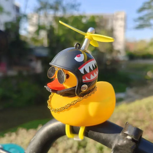 Cuerno de bicicleta de pato chirriante con hélice de casco de tiburón decoración de tablero de instrumentos de bicicleta de coche - Imagen 27 de 35