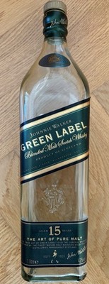 Johnnie Walker Green Label Whisky 15 Jahre Sammel-Flasche Altes Design