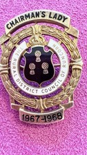 Vintage 1967 Silver Gilt Enamel Runcorn RDC Chairman's Lady Civic Badge Medal