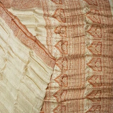 Namaste Vintage Brown Sarees 100% Pure Silk Printed Indian Sari 5YD Craft Fabric