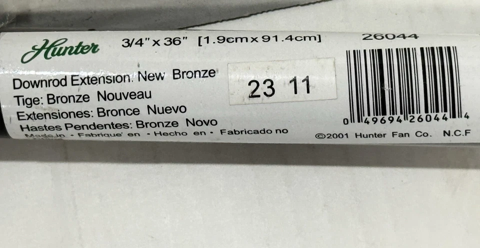 Hunter Original Nuevo Bronce Downrod Ventilador de Techo 36 Pulgadas 26044 Accesorios 3/4x36 Foto 2 de 4