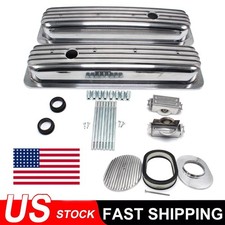 For Sbc Chevy Vortec 5.0 5.7 350 87-97 Finned Short Valve Cover 12 Air Cleaner