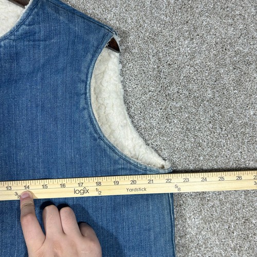 Vintage 60's Sherpa Lined Denim Vest Abbot Zipper Workwear 22x23 - Picture 6 of 6