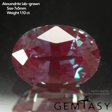 Cut stone - Alexandrite Czochralski (Pulled) lab grown facet Oval 7x5mm 1.01ct