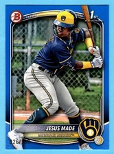 Jesus Made 2025 Bowman #BP-66 1st Year Blue Prospect 26/150 Milwaukee Brewers