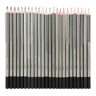 Drawing Pencils 24 PCS Graphite Set 9H to 14B Art Sketching Shading Kit