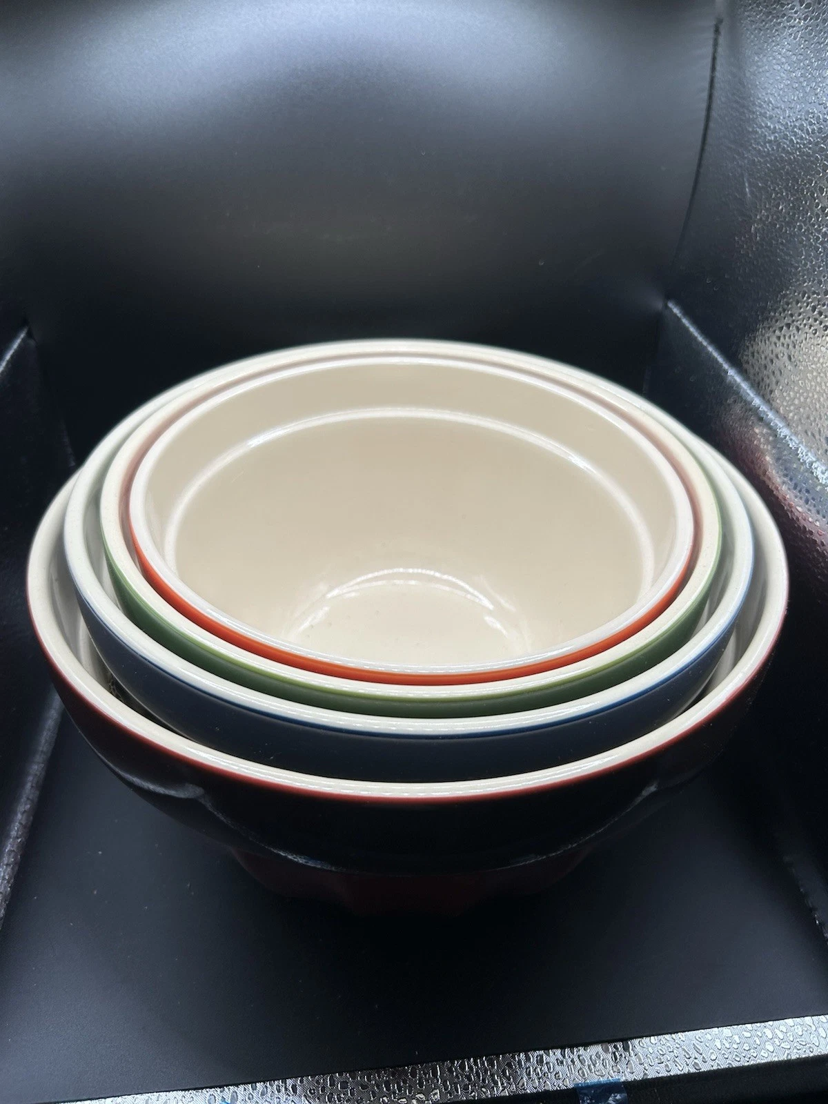 Chef’s Stoneware Nesting Mixing Bowl Set 7 8 9 10 Inch Red Blue Green Orange