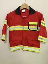 Children's Fire Chief Costume Red Jacket Dress Up Fireman Pretend Play Career
