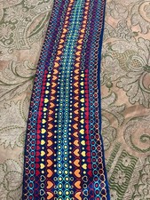 Vintage Silk Scarf 46" Navy Blue Psychedelic Hearts Circles Retro Print