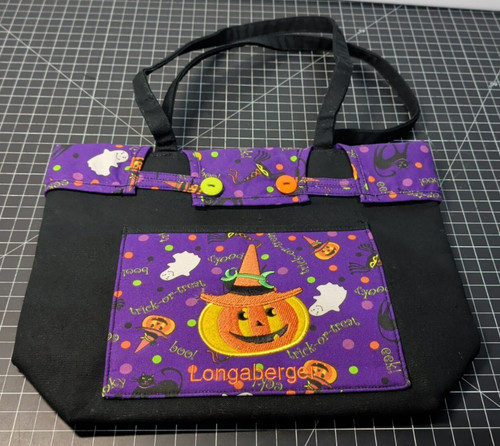 LONGABERGER HOMESTEAD HALLOWEEN PARTY PURSE SHOPPER TOTE ~ Cat, Ghost, Pumpkin
