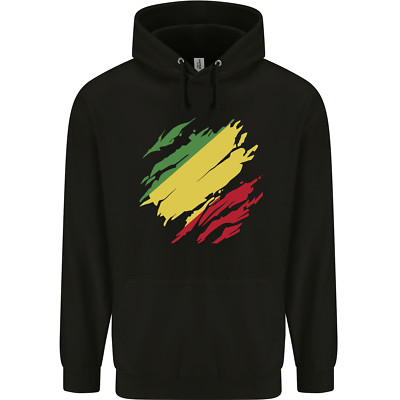 Torn Republic of the Congo Flag Day Football Herren 80% Baumwolle Hoodie