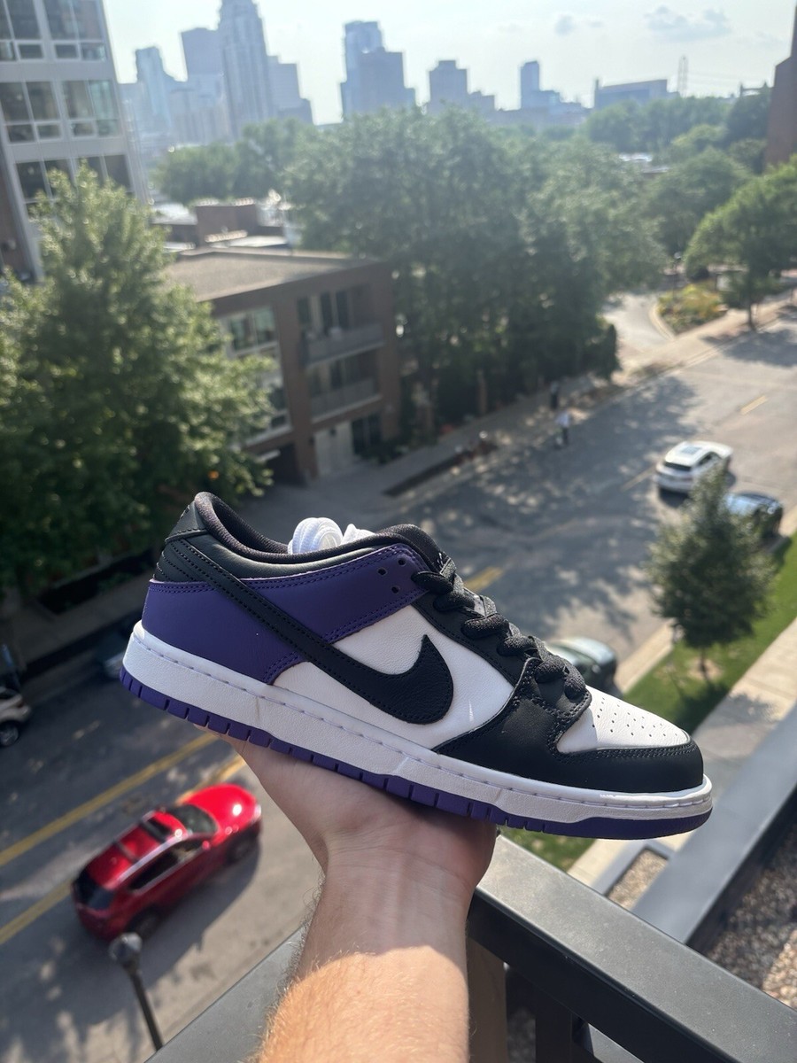 court purple dunks on feet