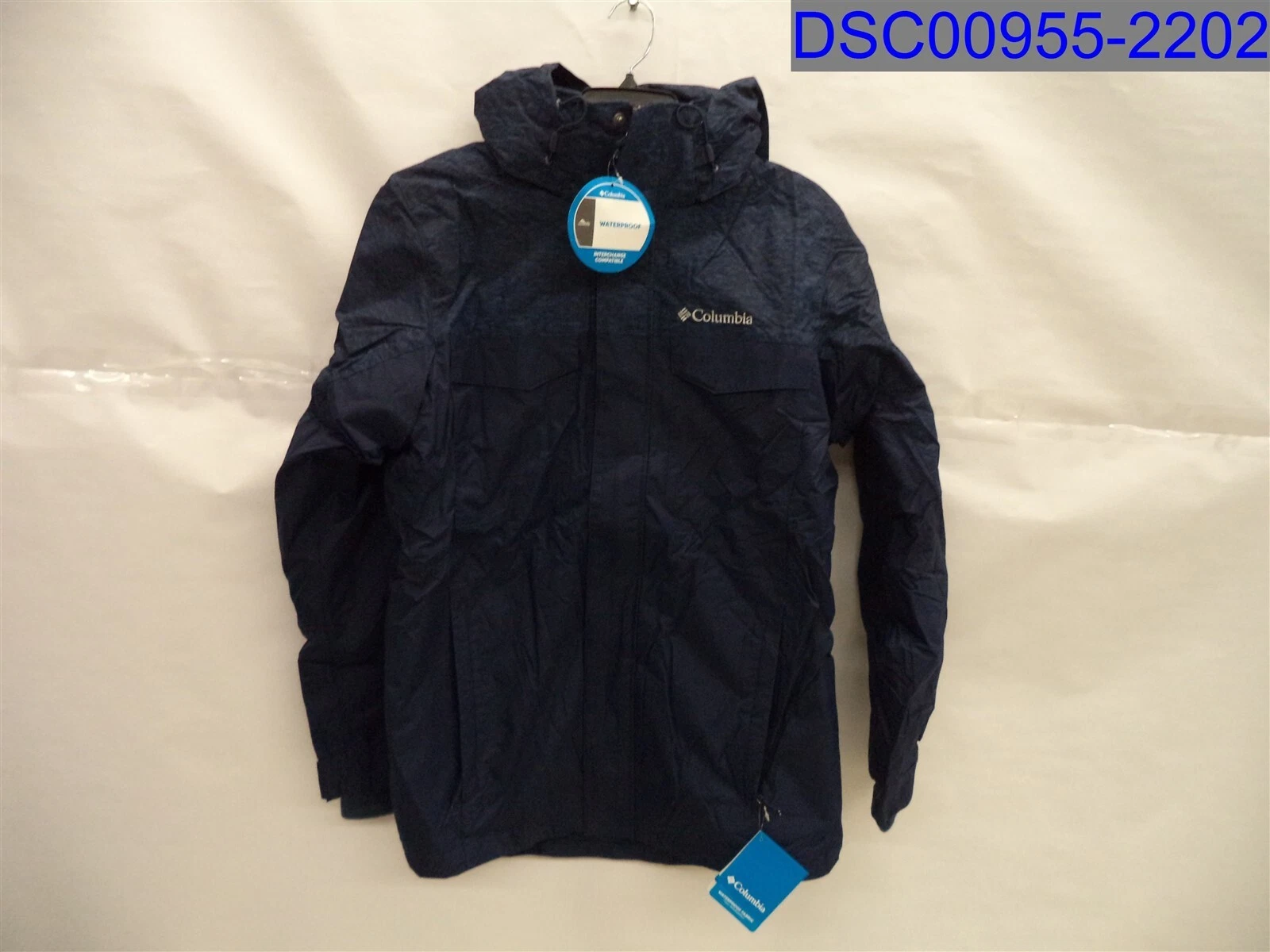 Columbia Mens Small Blue Waterproof Coat With Hood
