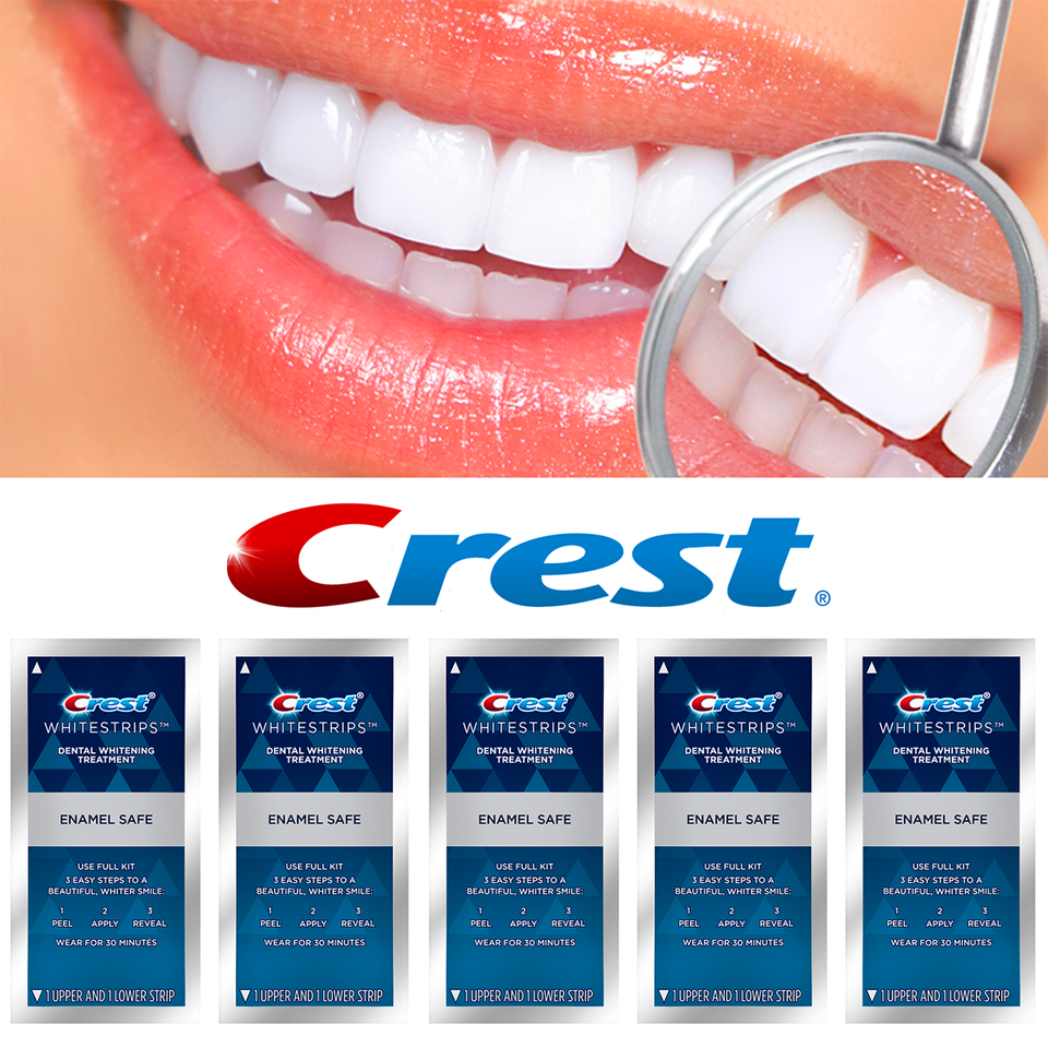 3D Crest White ENAMEL SAFE Dental Whitening 10 Strips 5 treatments