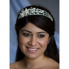 Three Strand Crystal Flowers Tiara