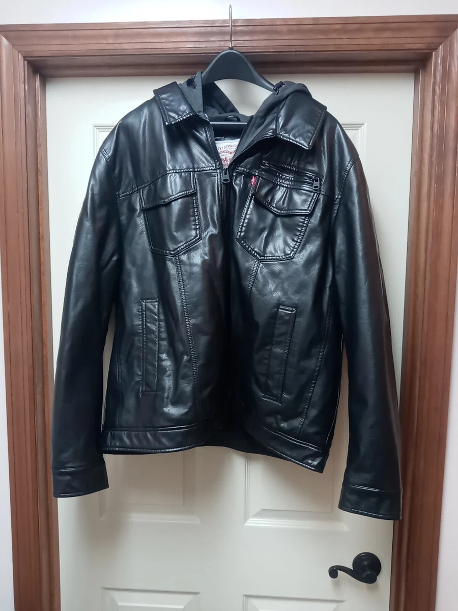 Levi strauss leather online jacket with hood